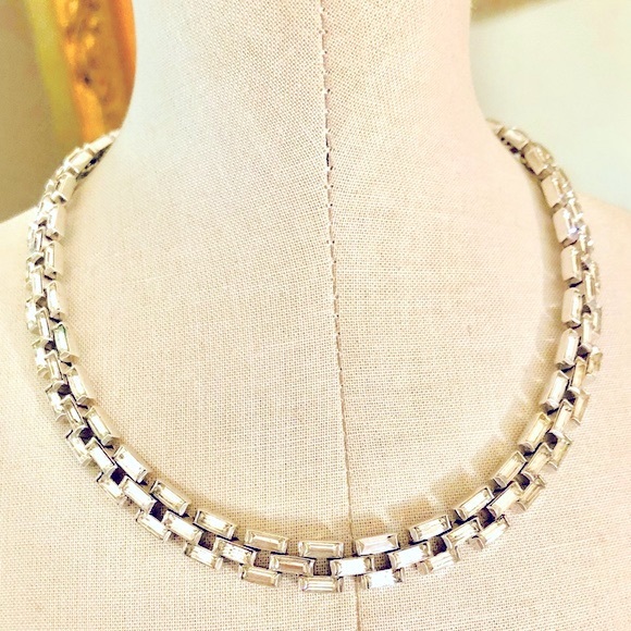Vintage Rare CROWN TRIFARI Baguette Rhinestone Necklace - Picture 16 of 17